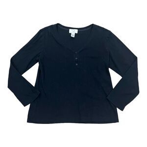 Oscar de la Renta Black Activewear Long Sleeve Tee L